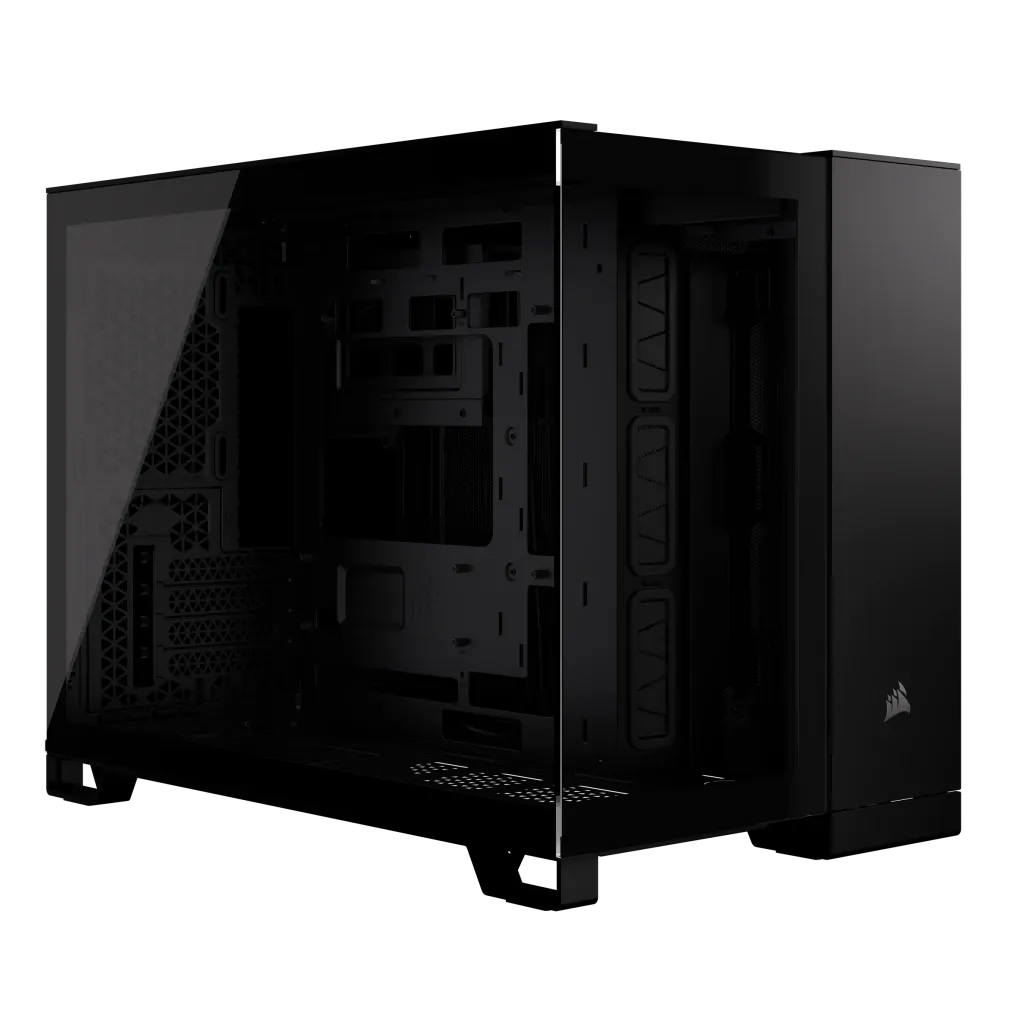 2500D Airflow Black Mid-Tower Dual Chamber PC Case; 2x 3.5'' | 2x 2.5'' Drive Bays; Up to 360mm Radiator compatible