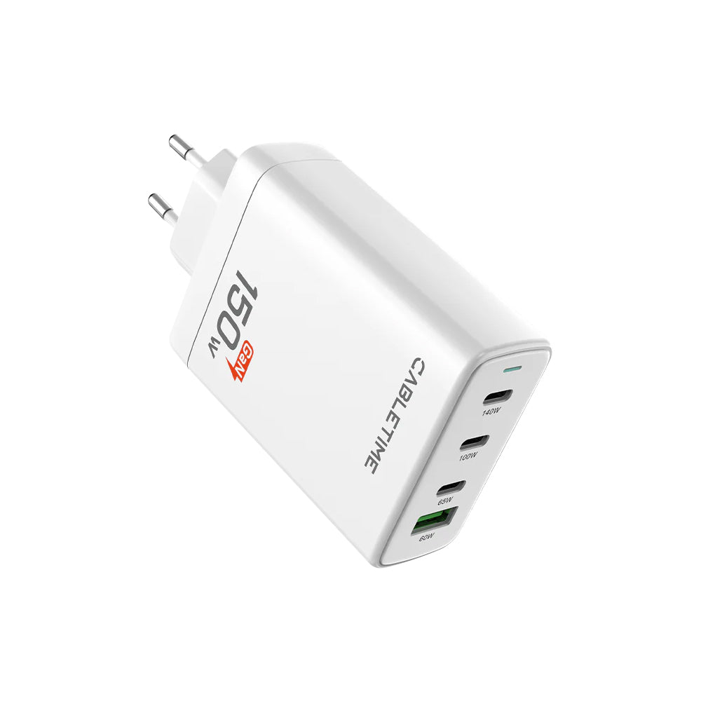 CABLETIME G150W 150W GAN 4-PORT USB TYPE-C/A WALL CHARGER (CT-GAN150-PW)