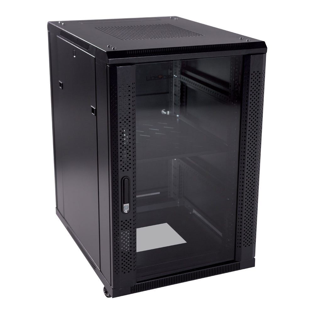 15U 600X600MM, 2 FANS, 1 SHELF, GLASS DOOR