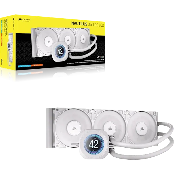 NAUTILUS 360 RS LCD Liquid CPU Cooler – 2.1'' IPS LCD Screen – RS120 Fans – 360mm Radiator – LGA1851/1700 AMD AM5/AM4