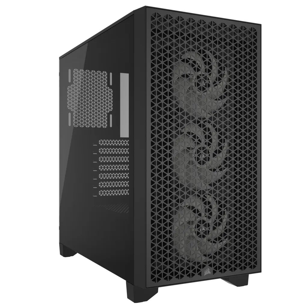 3000D RGB AIRFLOW Black Mid-Tower PC Case; 2x 3.5'' | 2x 2.5'' Drive Bays; Up to 360mm Radiator compatible; 3x 120mm fan incl