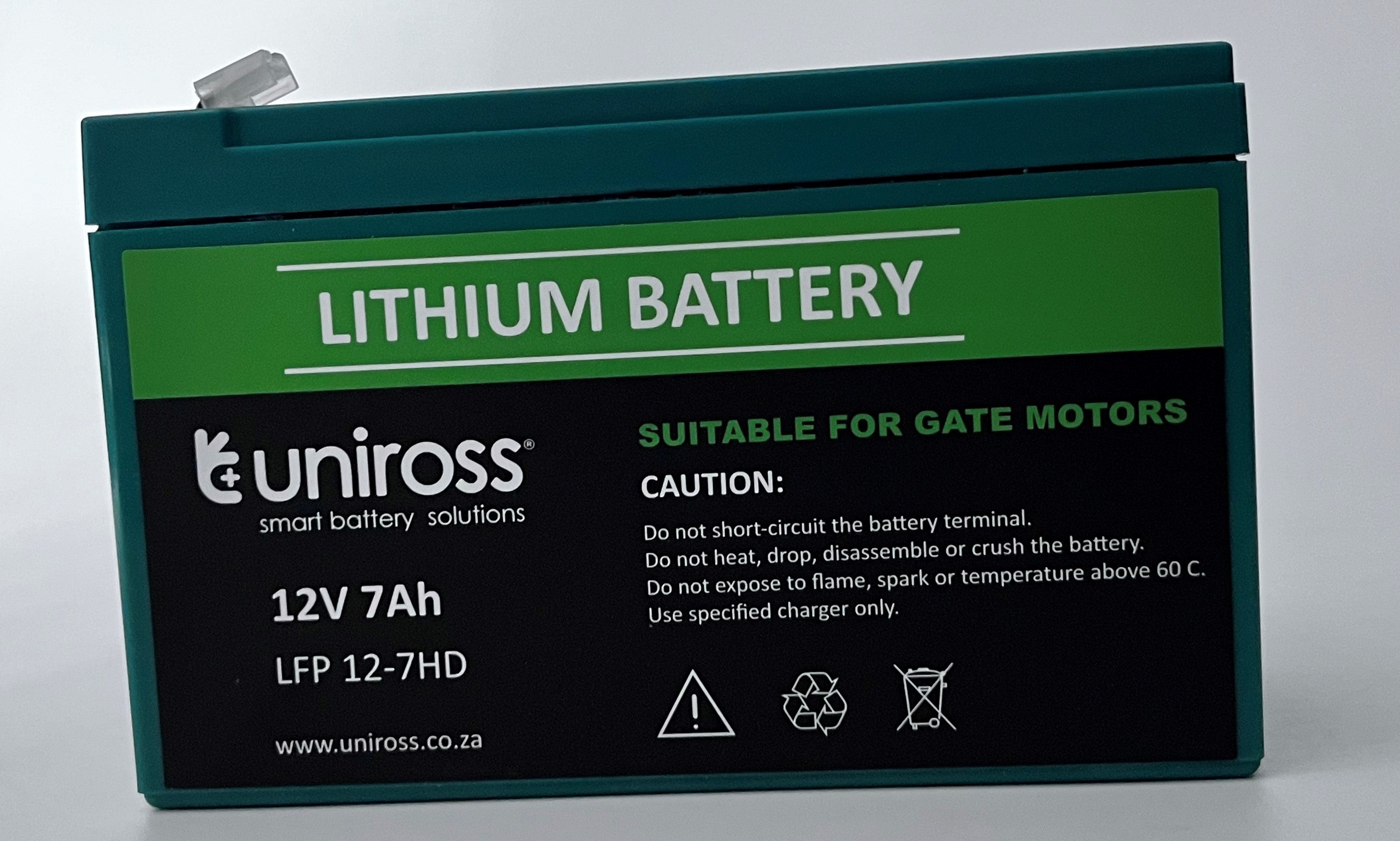 Uniross 12.8V 7Ah (89.6Wh) High Draw LiFEPO4 Battery | UR-BAT-LiFePO4-12-7HD