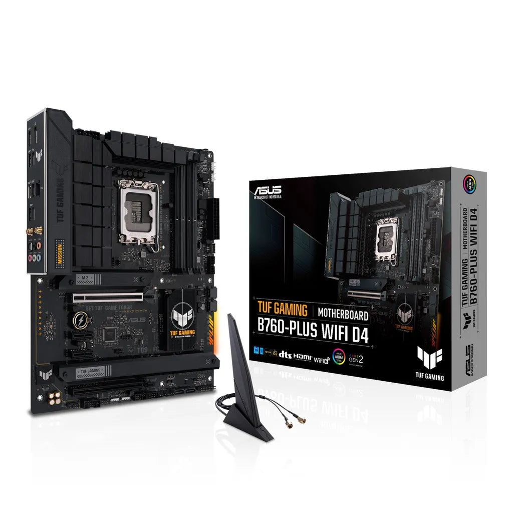 ASUS TUF GAMING B760-PLUS WIFI D4, Intel, LGA 1700, Intel® Celeron®, Intel® Core™ i3, Intel® Core™ i5, Intel® Core™ i7, Intel® Core™ i9,..., LGA 1700, DDR4-SDRAM, 128 GB