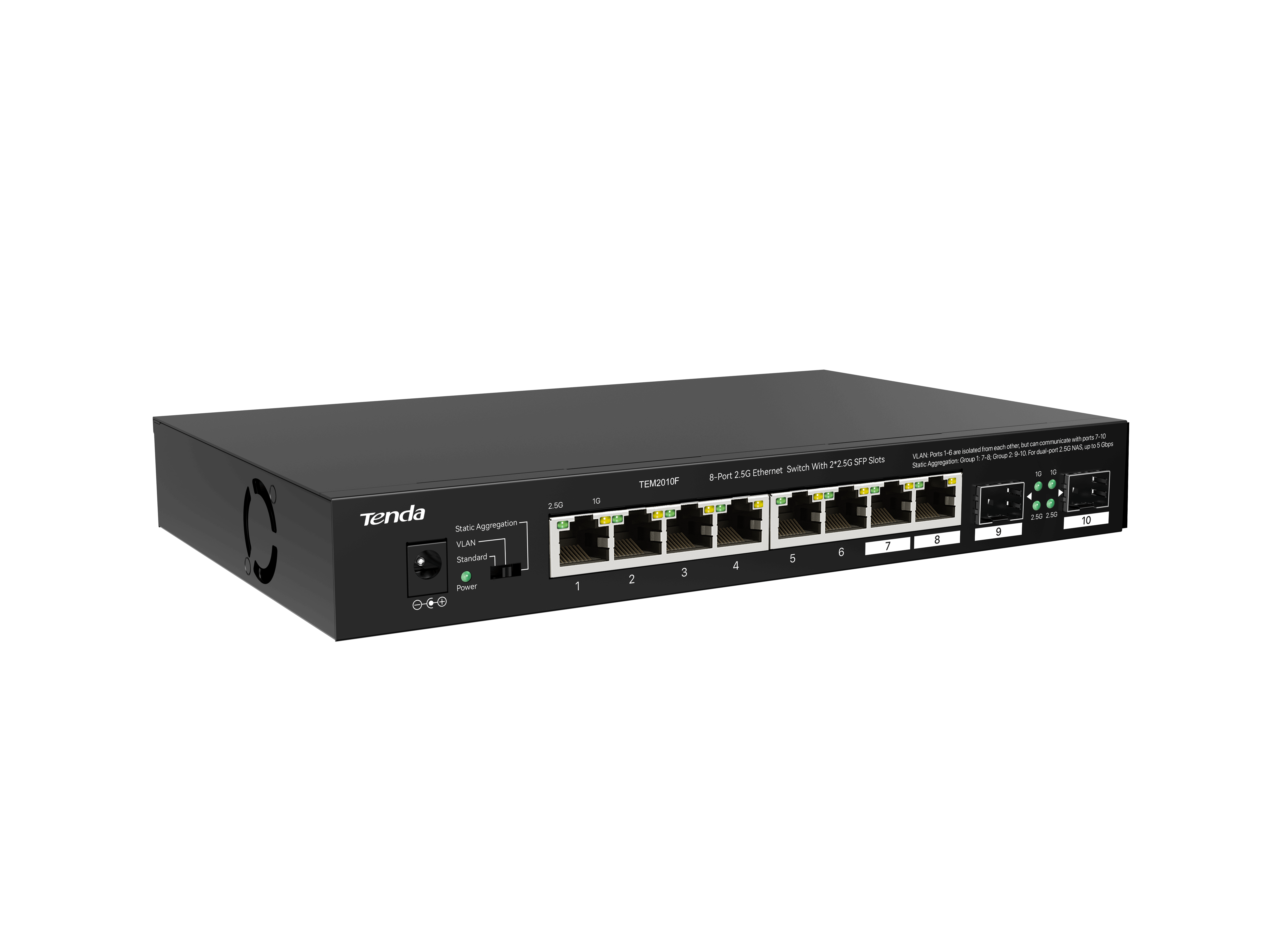 Tenda 8-Port 2.5G Ethernet Switch with 2x 2.5G SFP slots | TEM2010F - image 2