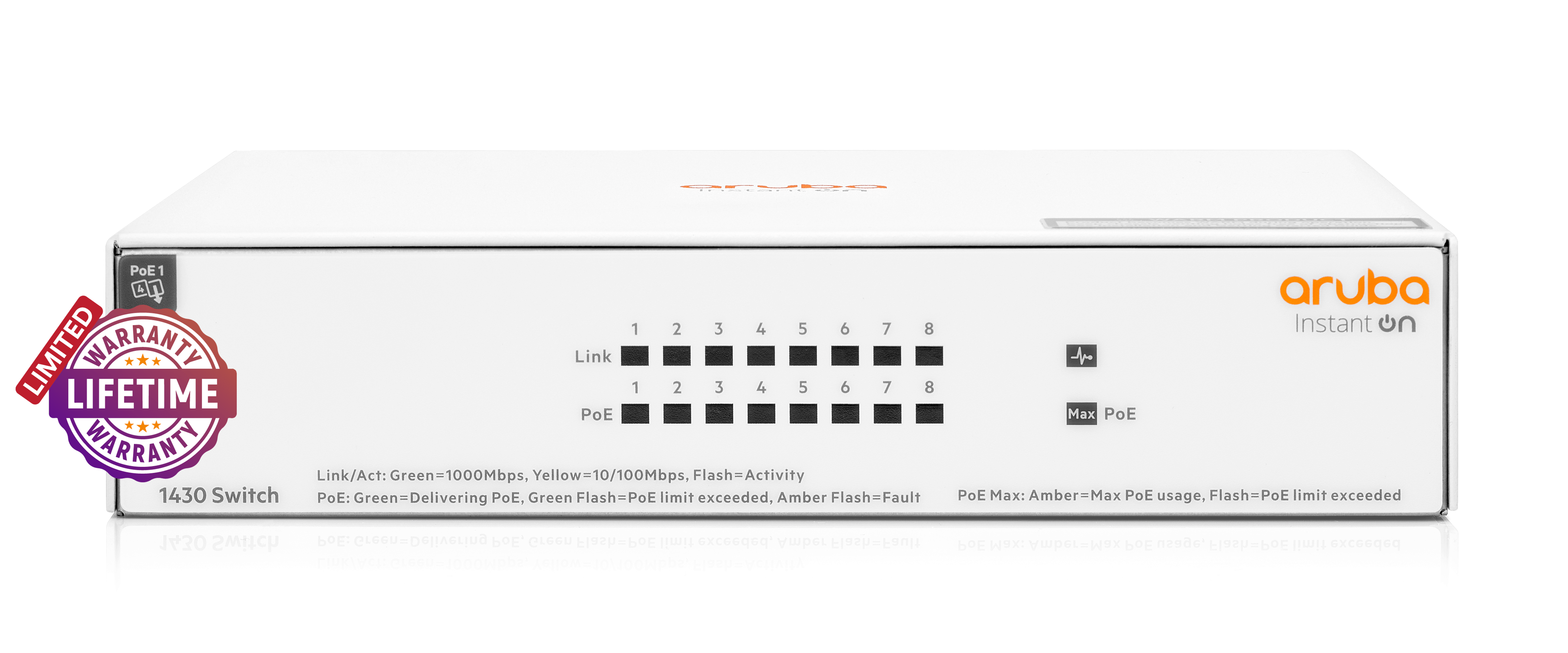 HPE Networking Instant On 1430 8 Port GbE Poe Switch | SW14308G-64W