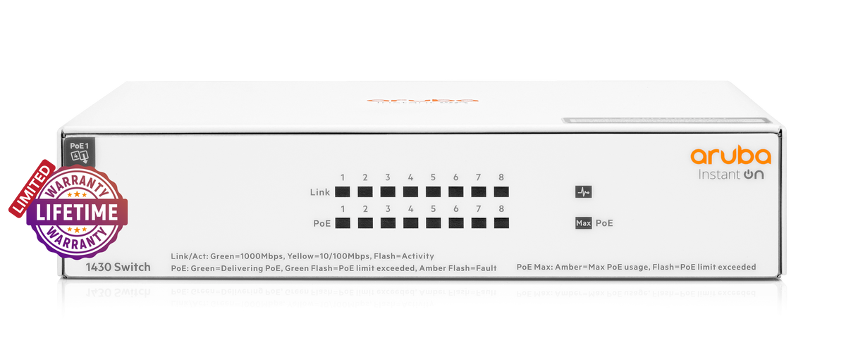HPE Networking Instant On 1430 8 Port GbE Poe Switch | SW14308G-64W