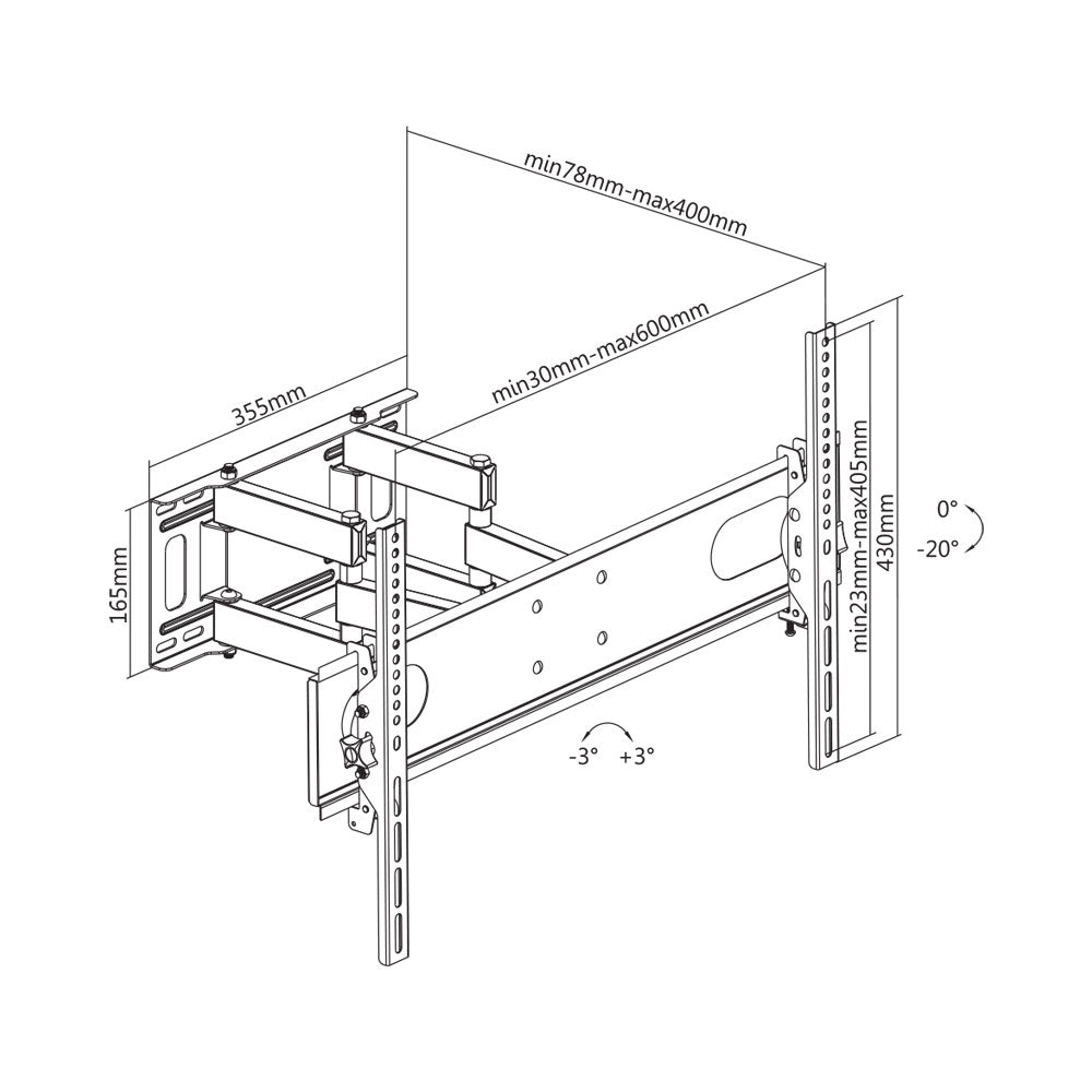 BRACKET - SUPER ECONOMY FULL-MOTION TV WALL MOUNT - For most 37"~70" flat panel TVs