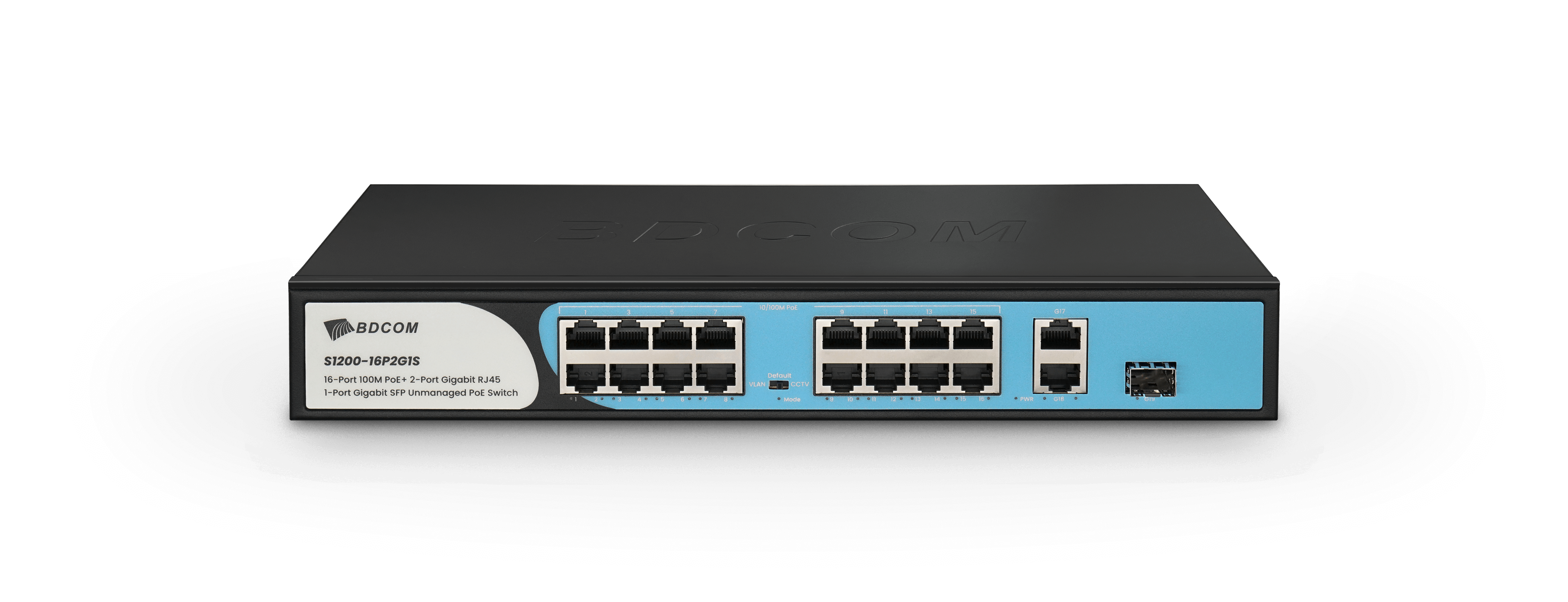 BDCOM 16-Port 100M PoE Switch (16-Port 100M PoE + 1 GE + 1 SFP) 180W PoE Budget