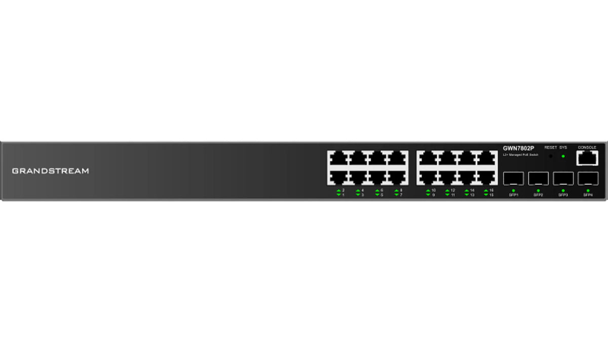 Grandstream Enterprise L2 16 port Managed GbE PoE+ Switch 240W | GWN7802P - image 2