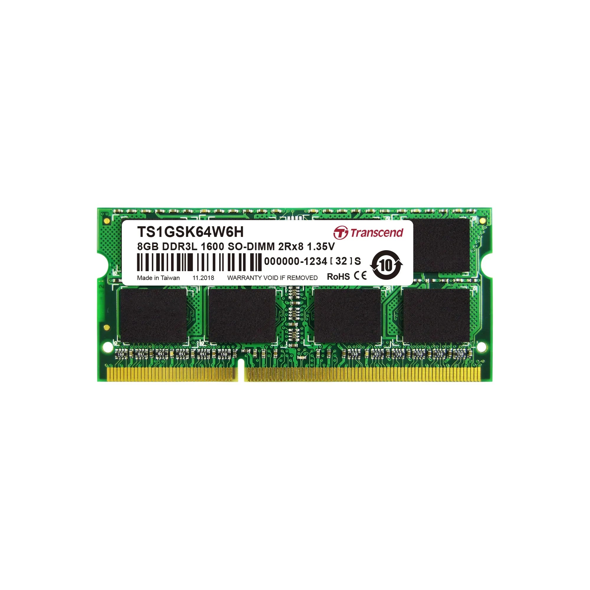 TRANSCEND 8GB LOW VOLTAGE \ DUAL VOLTAGE DDR3-1600 SO-DIMM - image 2