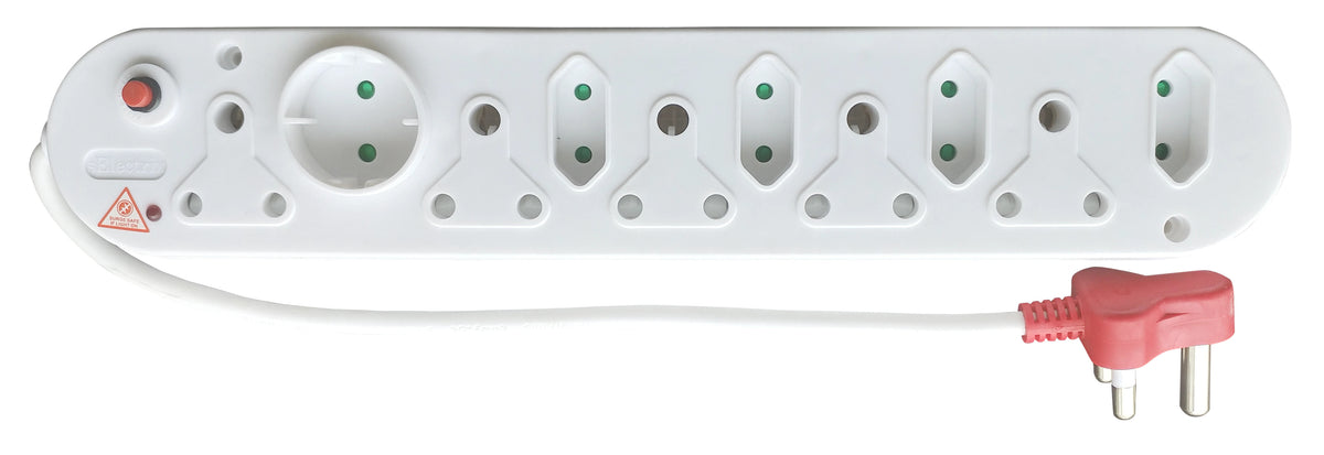 Acconet 10-Way Multiplug with 5x 16A SA and 4x 5A 2 Pin + 1 Round Socket | AC-MPLUG-SURGE-10