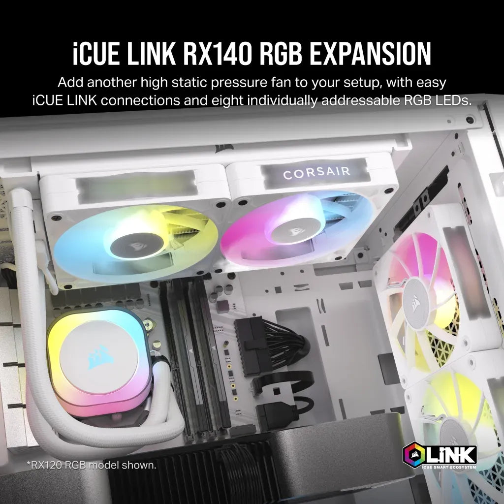 Corsair RX Series; iCUE LINK RX140; 140mm Fan; Single Pack - White. - image 2