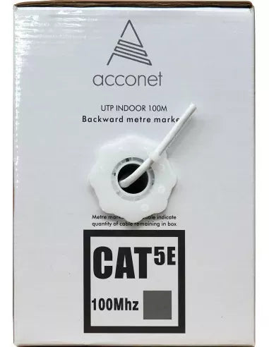 Acconet CAT5e Indoor Ethernet Cable 100m White Solid Copper UTP Pull Box | CAT5-100-SC - image 2