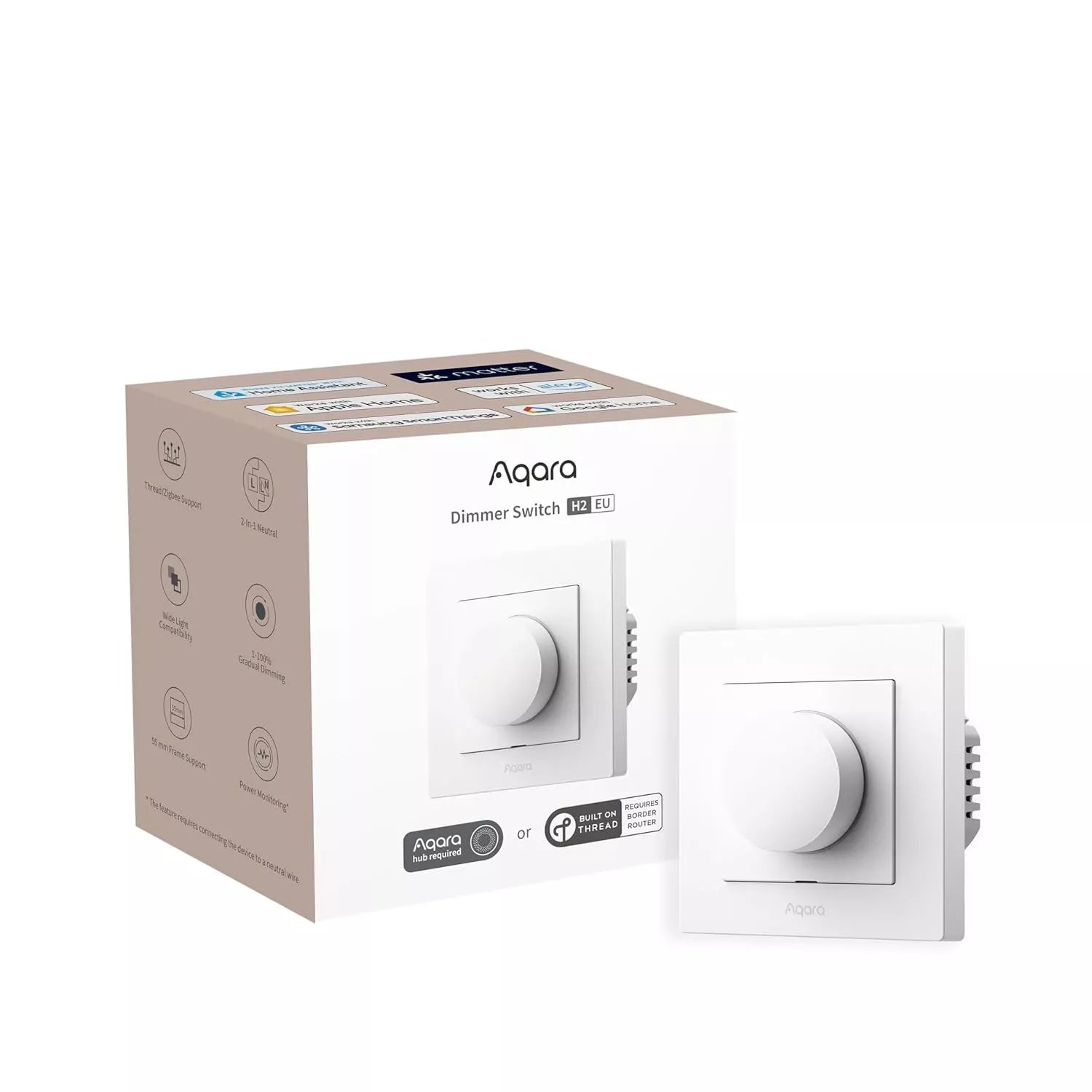 Aqara Dimmer Switch H2 EU 2 in 1 With Neutral & No Neutral (White) | AQ-CTRL-DIM-SW-WALL-W - image 2