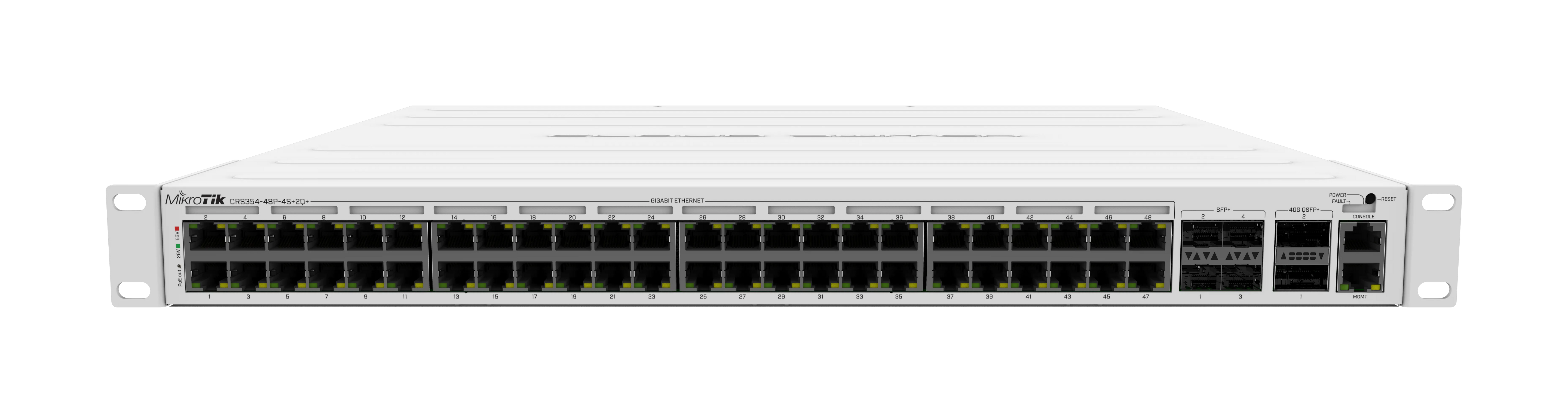 MikroTik CRS354-48P-4S+2Q+RM - 750W, 48 POE 1Gb, 4X SFP+, 2X QSFP+