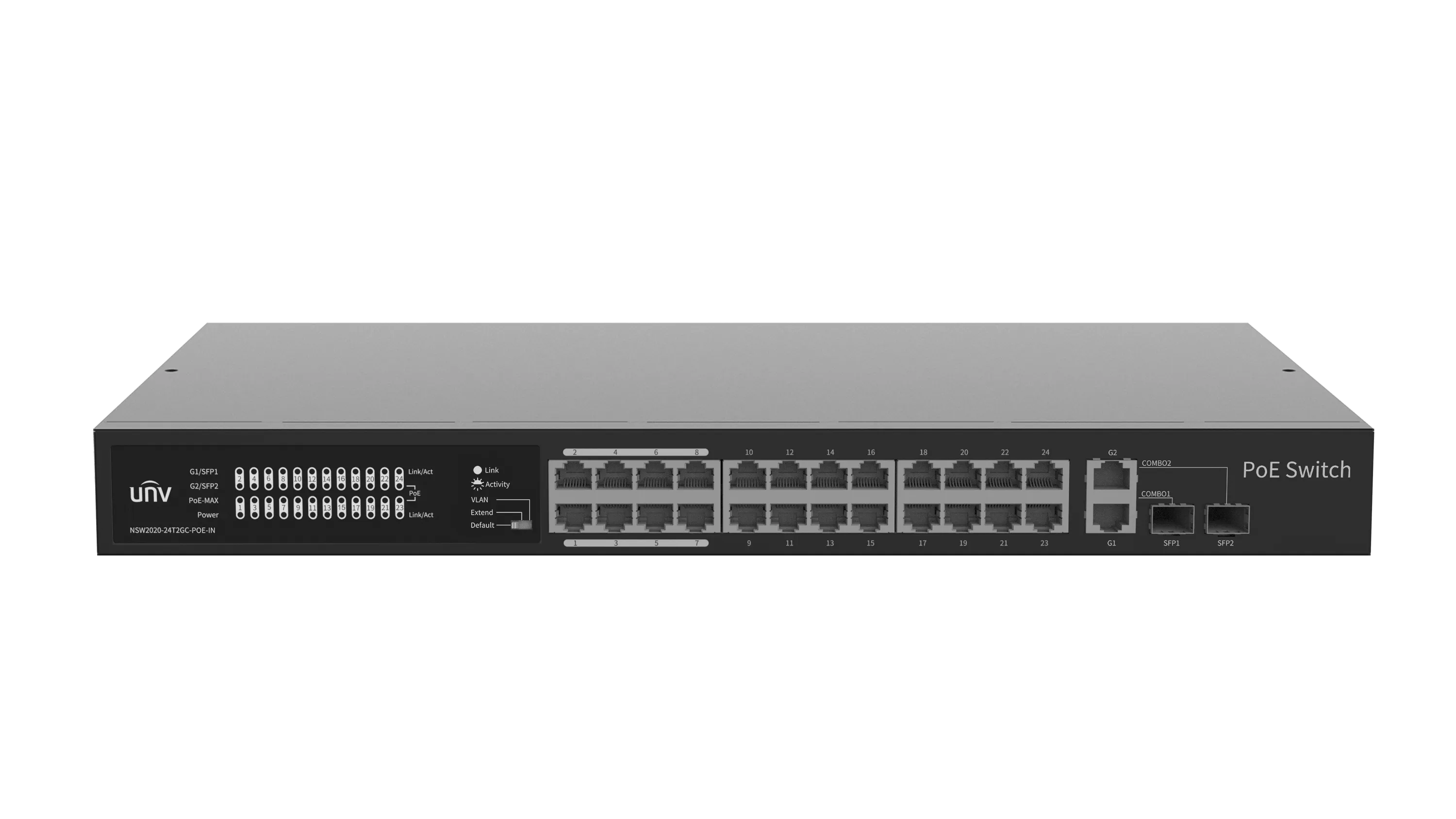 UNV - 24 x PoE Ports, 2 x Combo Ports, MAX Capacity 370W, 30W Per Port
