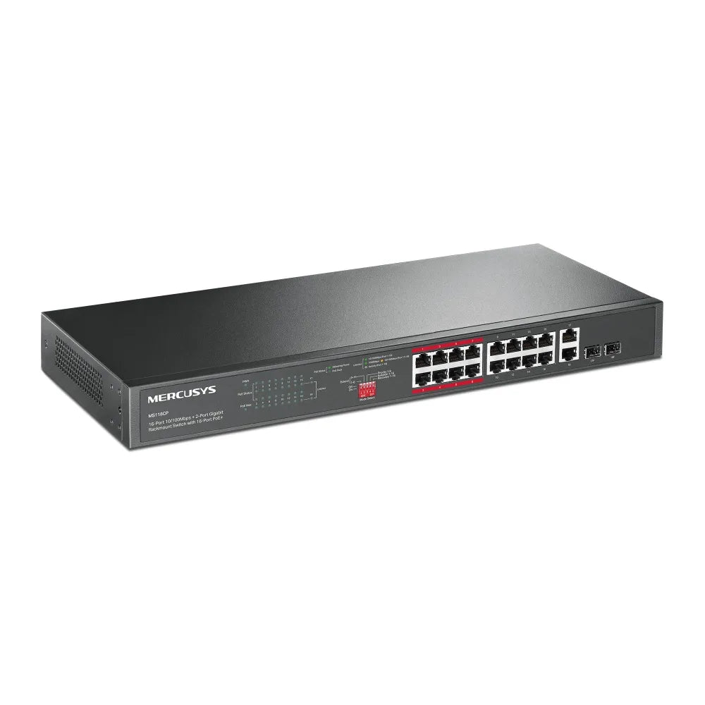 Mercusy 16-Port PoE+ Rackmount Switch + 2-Gigabit | MS118CP - image 2
