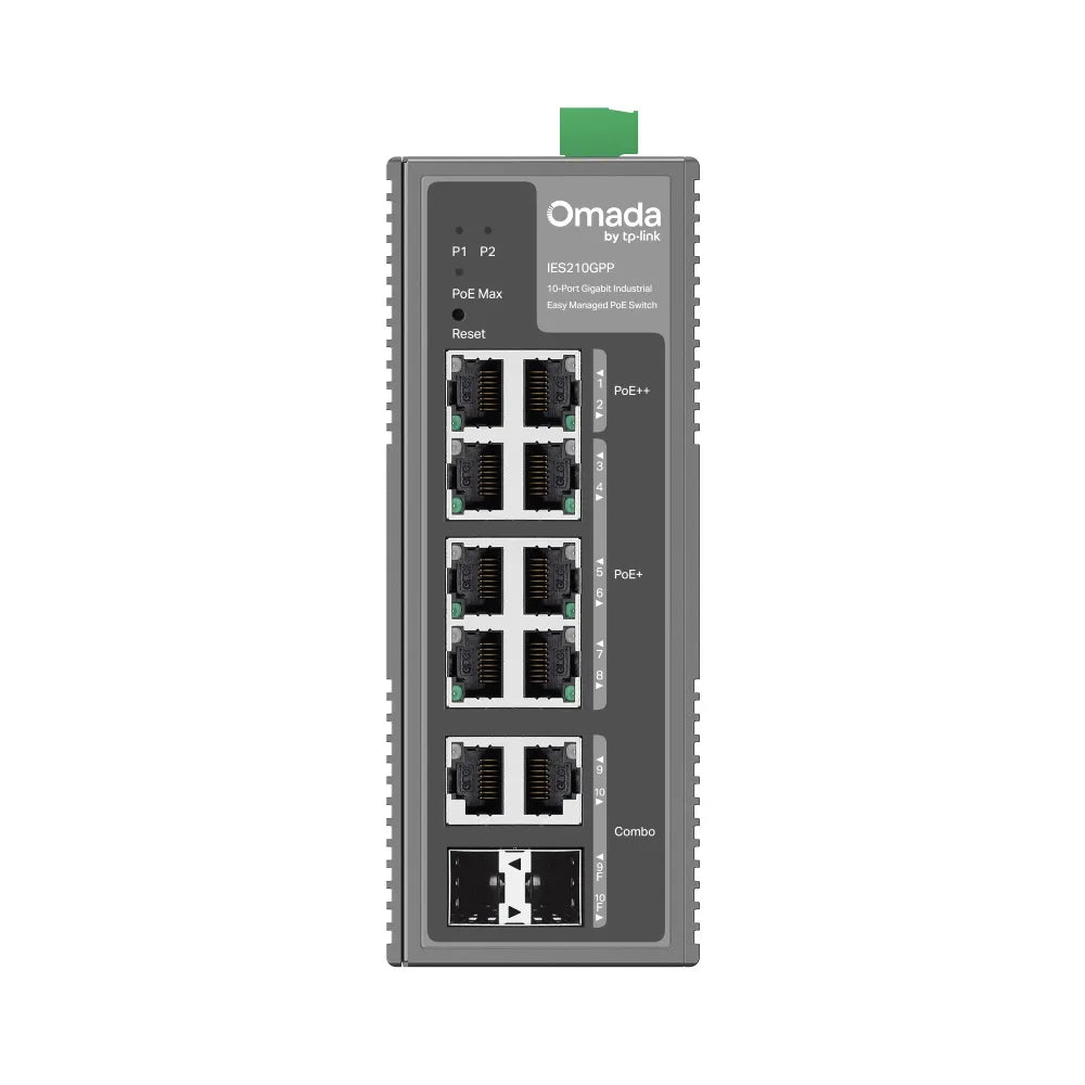 TP-Link Omada 10-Port Gigabit Industrial Easy Managed Switch with 6-Port PoE+ and 2-Port PoE++