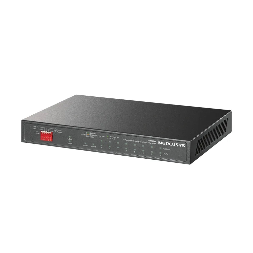 Mercusy 10-Port Gigabit Desktop Switch with 8-Port PoE+ | MS110GMP