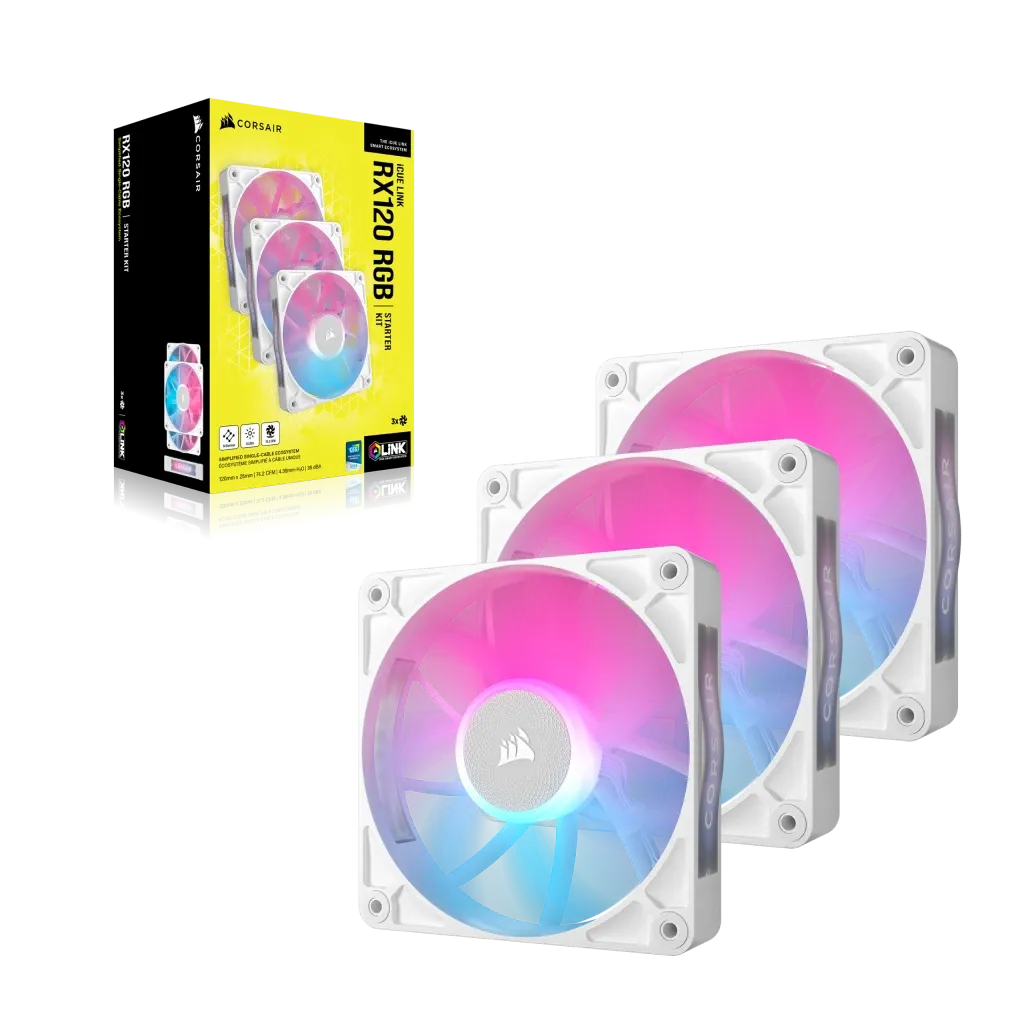 Corsair RX RGB Series; iCUE LINK RX120 RGB White; 120mm Fan; Triple Pack - image 2