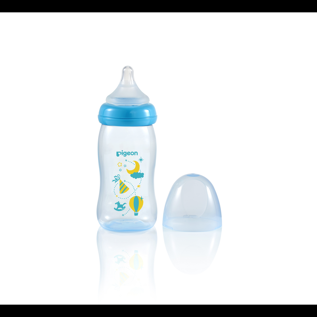 Pigeon Peristaltic Plus PP Bottle 240ml (M Hole) - Blue