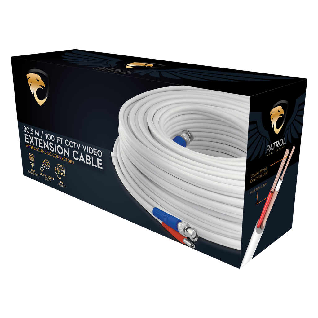 Patrol 30m Video and Power Extension Cable - White