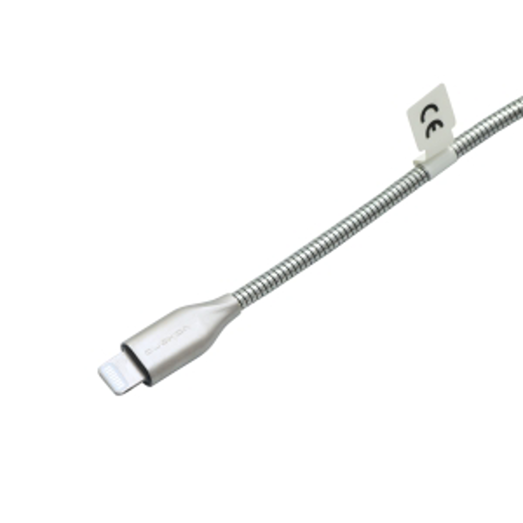 Volkano Iron Series Round Metallic Spring MFI Lightning Cable 1.2m - Silver