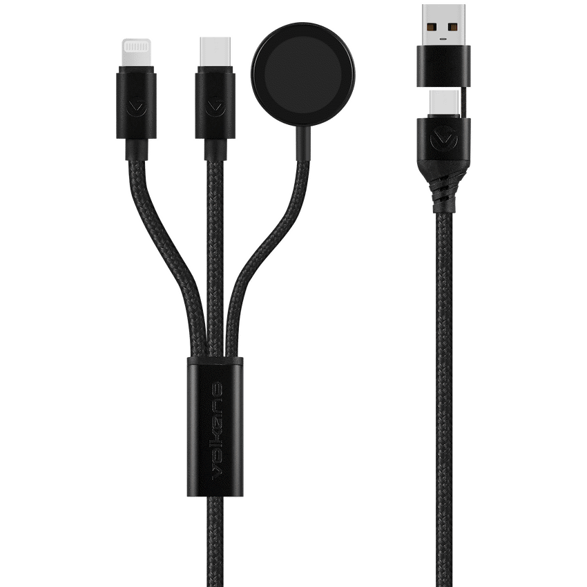 Volkano Weave Series 100W Braided 5-in-1 Charge and Data Cable 1m - Black