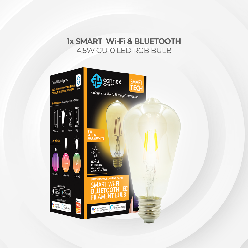 Smart WiFi Bulb 5W LED Amber Filament Vintage Screw