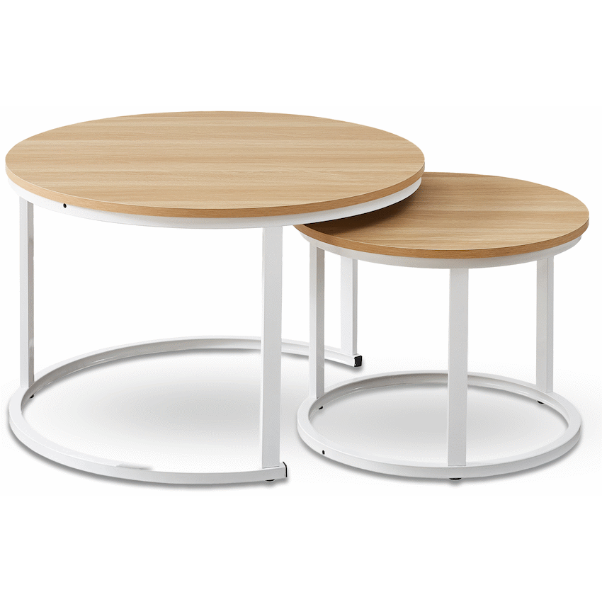 Indus Nesting Coffee Table Oak With White Frame