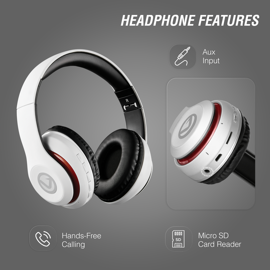 Volkano Impulse Series Bluetooth Headphones - White