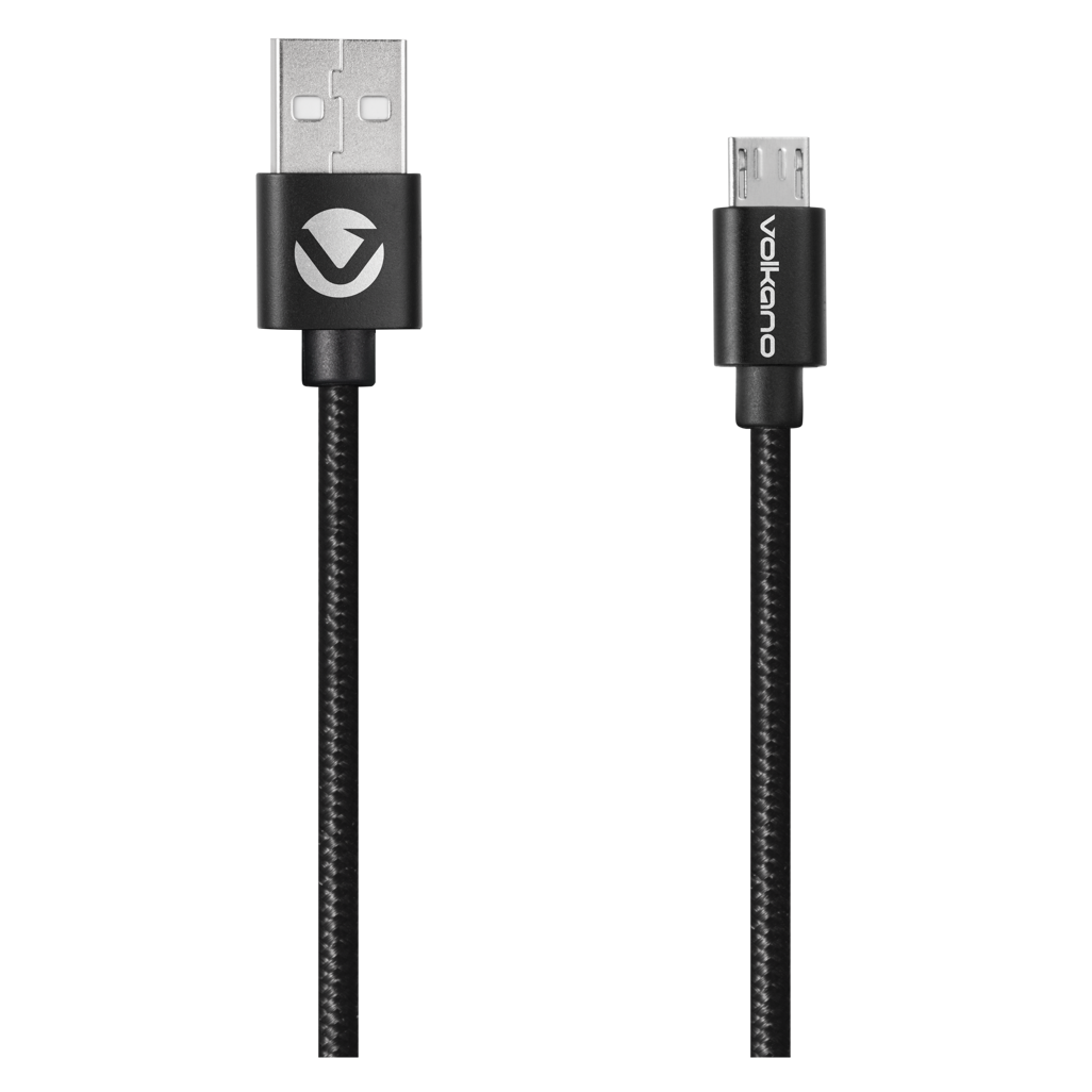 Volkano Braids Series Nylon-Braided Micro USB Cable 1.2m - Black