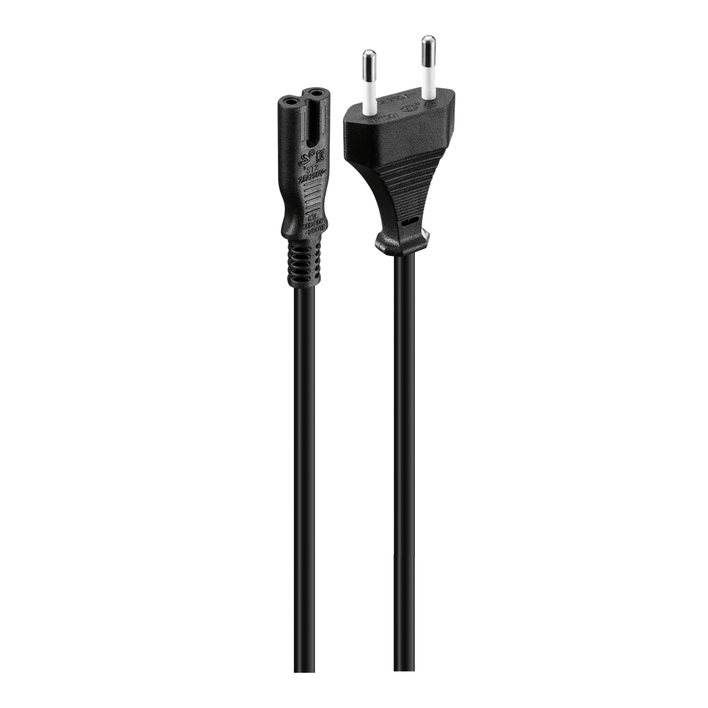 Volkano Presto Series Power Cable 2-Pin Figure 8 to Type-C Euro 1.2m 5a - Black
