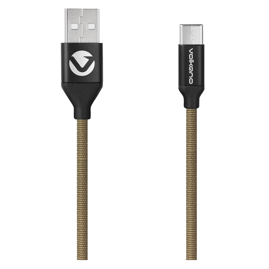 Volkano Weave Series Fabric Braided Micro USB Cable 1.2m - Army Green