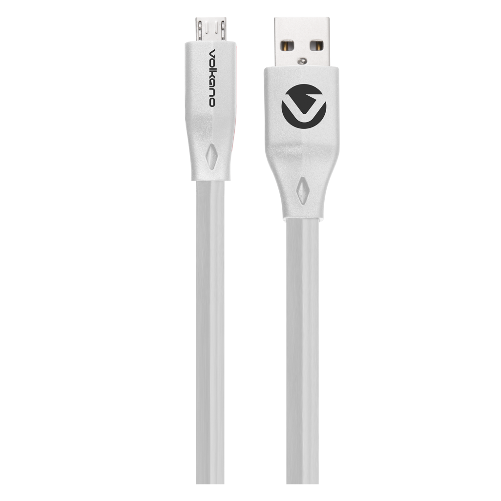 Volkano Slim Series Flat PVC Micro USB Cable 1.2m - White