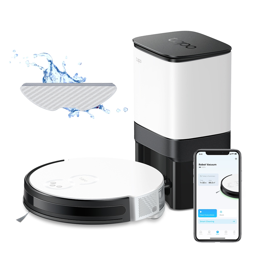 TP-Link Tapo RV10 Plus Robot Vacuum, Mop, Auto Empty, Gyroscope, 2600 mAh, 300 ml