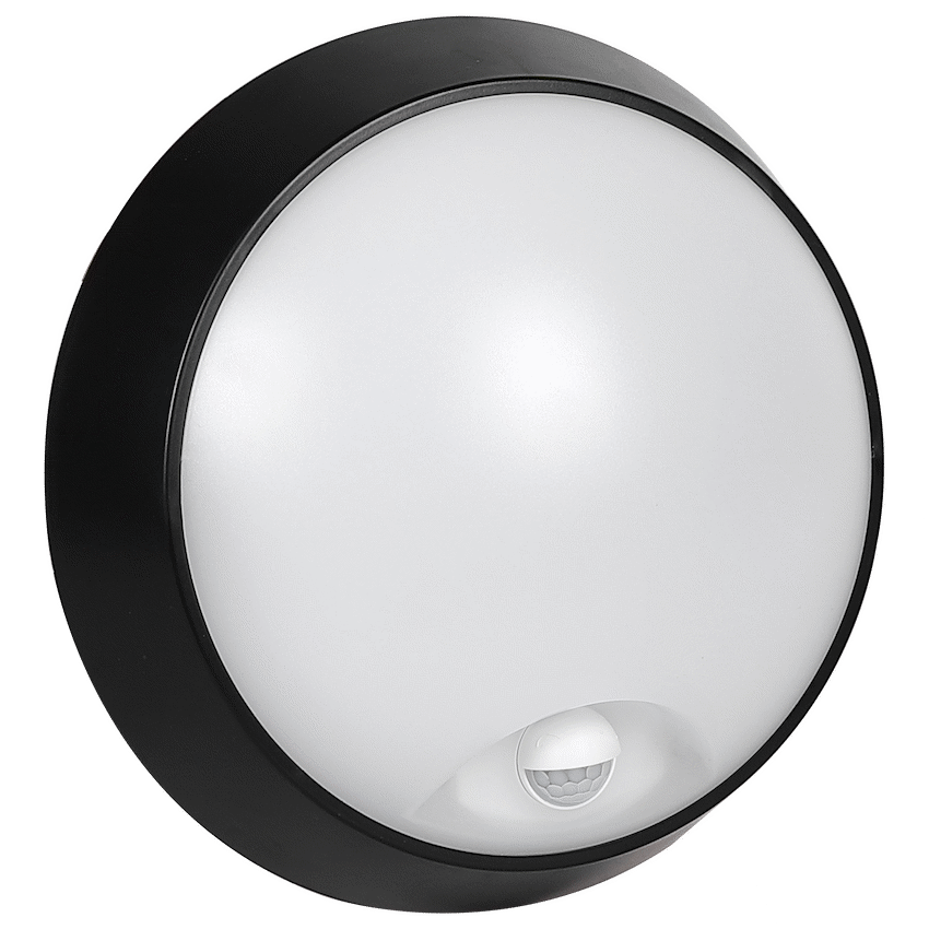 Ellies Spectra Series - AC 15W Round LED Bulkhead with 3CCT and Sensor -BK