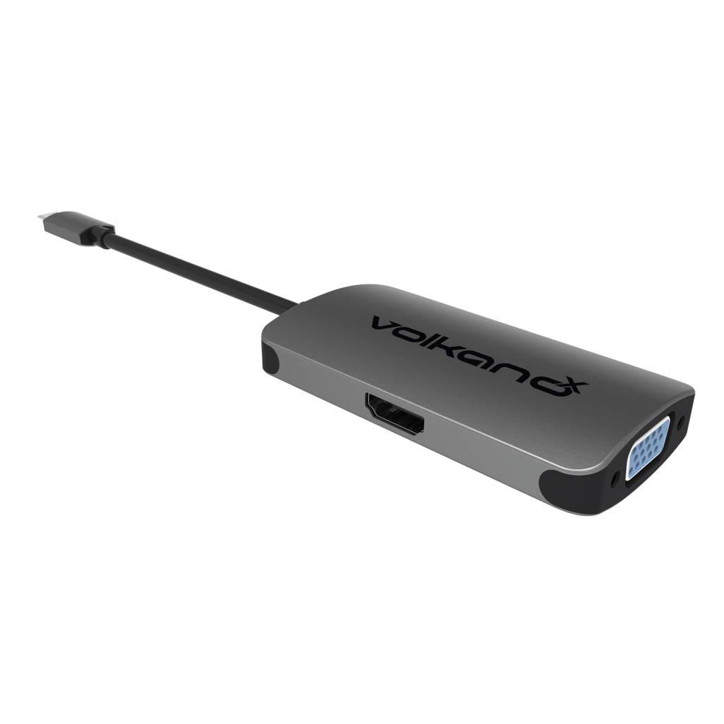 VolkanoX Core Video Series USB Type-C to HDMI + VGA Converter - 10cm - Charcoal