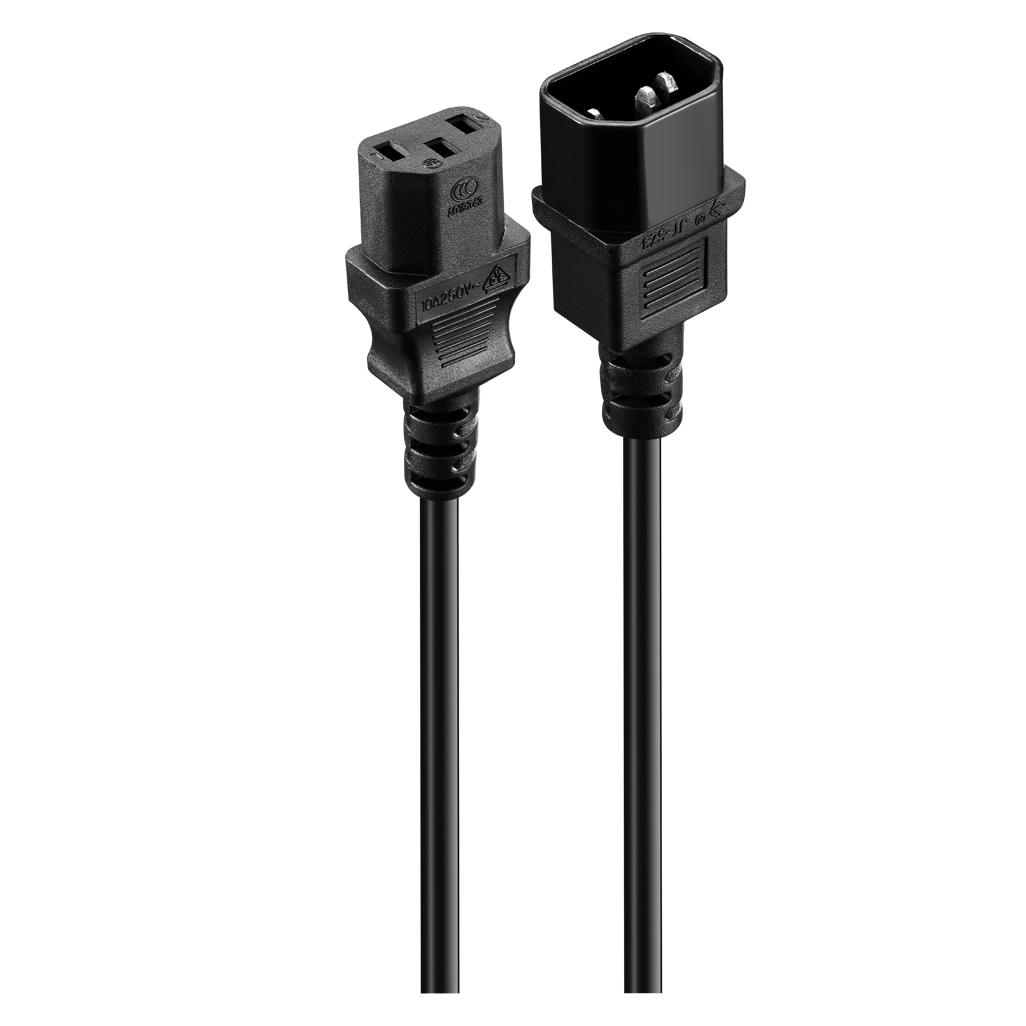 Volkano Presto Series Power Cable - 3 Pin IEC Extension 1.8m 10a - Black