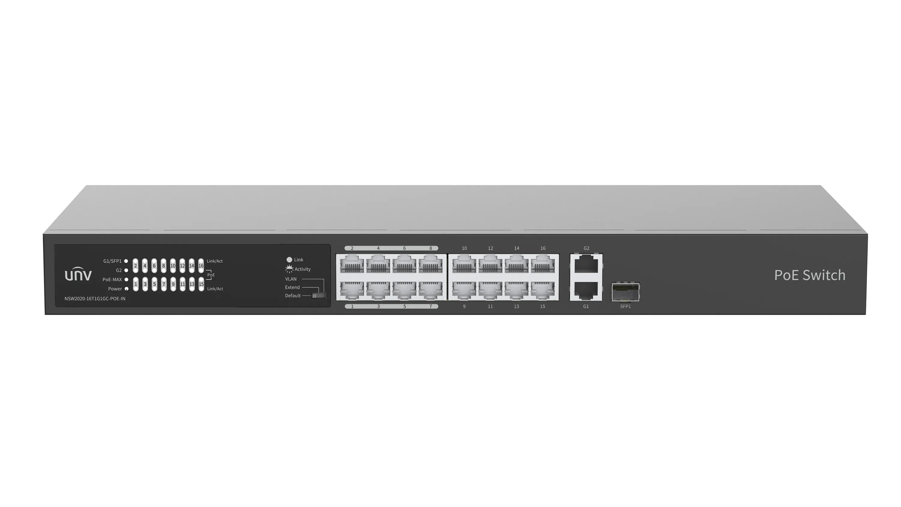UNV - 16x Fast Ethernet PoE Ethernet Port Switch, 2x Gigabit port, 1x SFP port