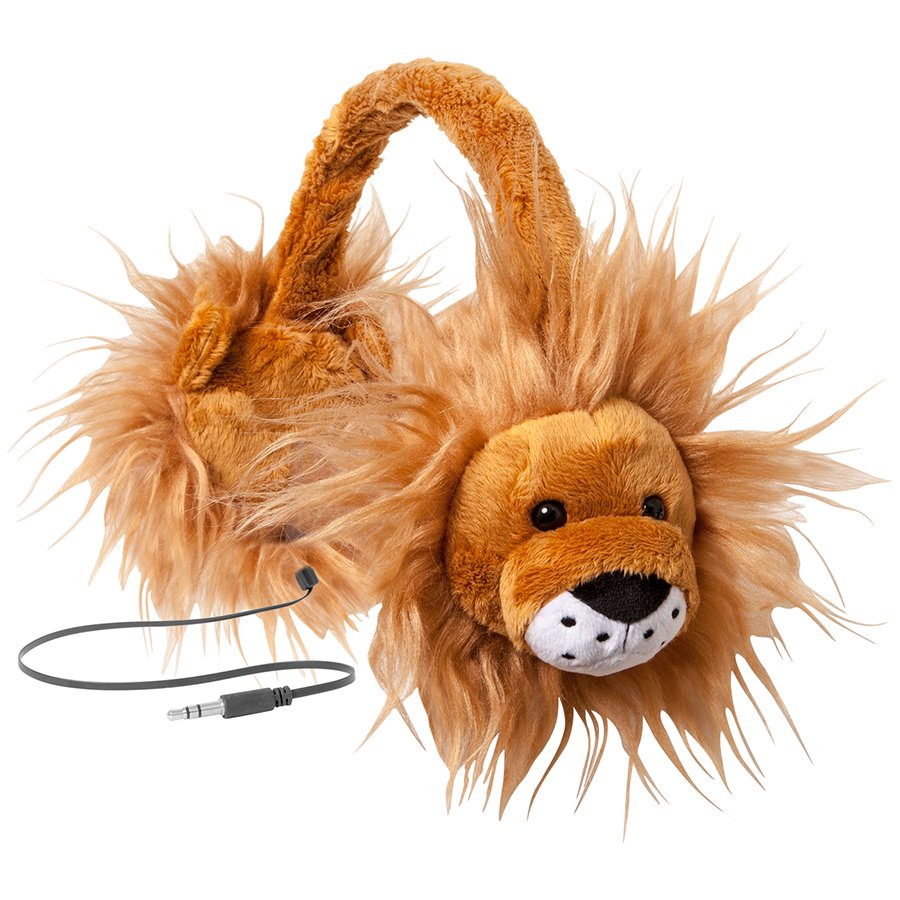 Animalz Furry Retractable Volume Limiting Over-the-Ear Headphones - Lion