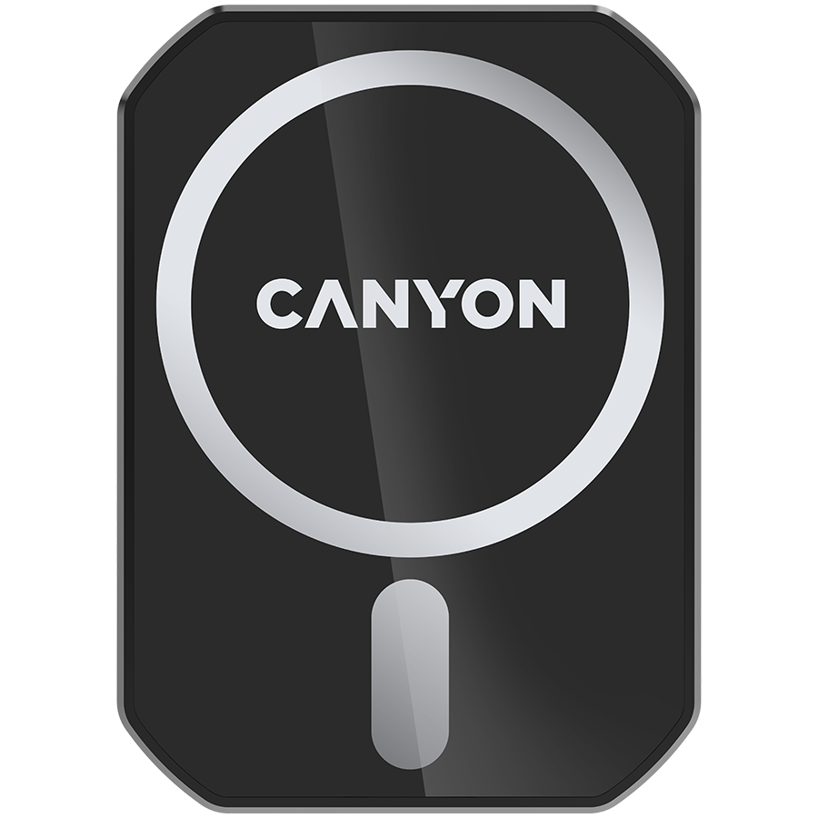 CANYON CH-15, Magnetic car holder and wireless charger, C-15-01, 15W,Input: USB-C: 5V/2A, 9V/3A;Output: 5W, 7.5W, 10W, 15W;83*60*8.15mm,0.147kg,black