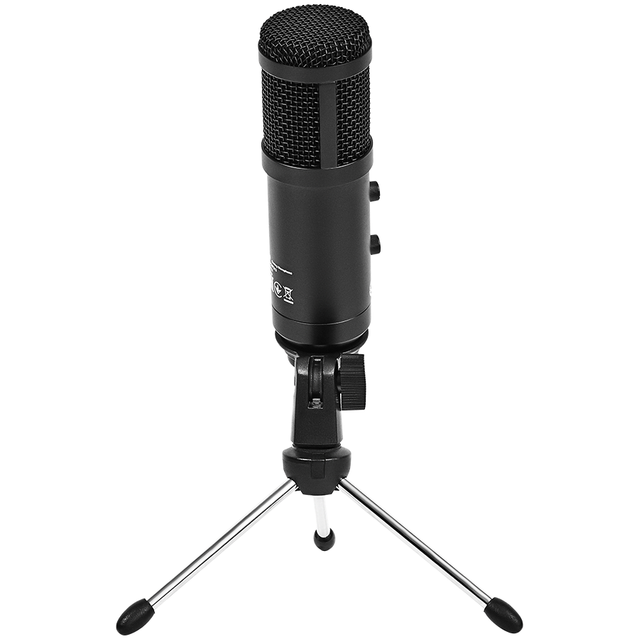 LORGAR Soner 313, Gaming Microphones, Black, USB condenser microphone with Volume Knob & Echo Kob, including 1x Microphone, 1 x 2.5M USB Cable, 1 x Tripod Stand, 1 x User Manual, body size: Φ47.4*158.2*48.1mm, weight: 243.0g