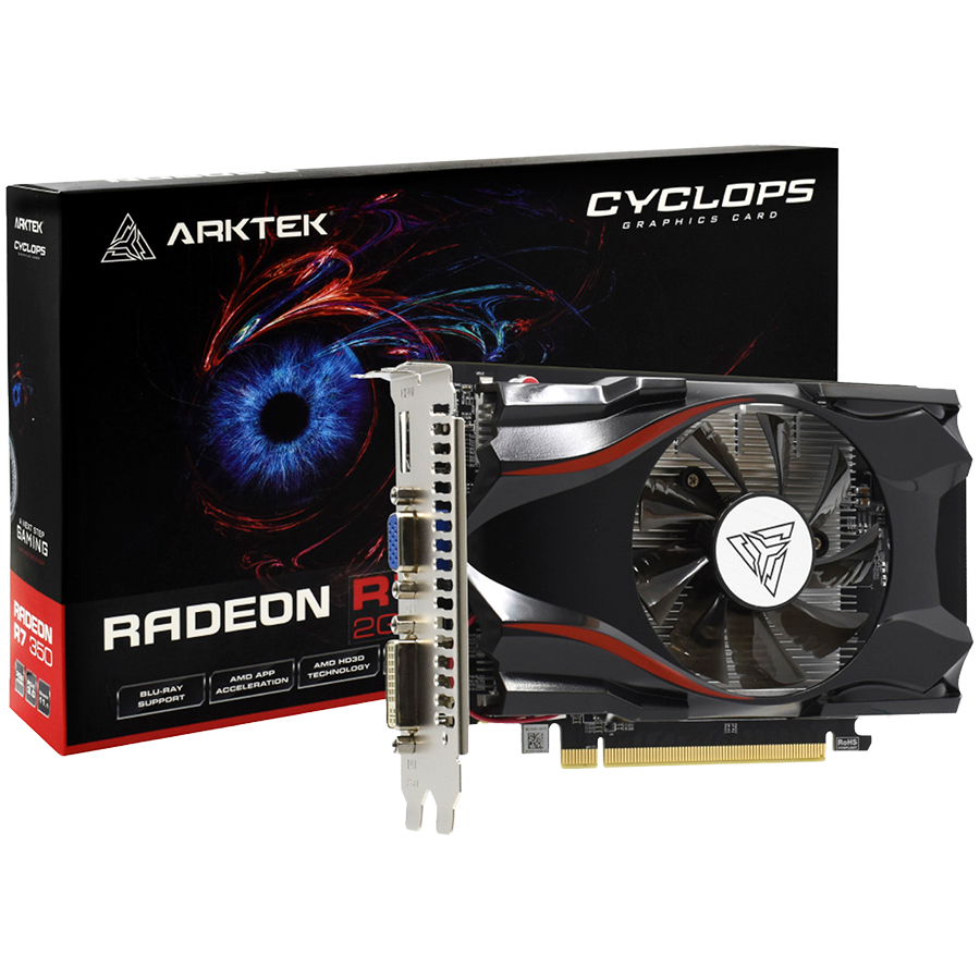 Arktek R7 350 2GB GDDR5 128Bit Full Size Single Fan