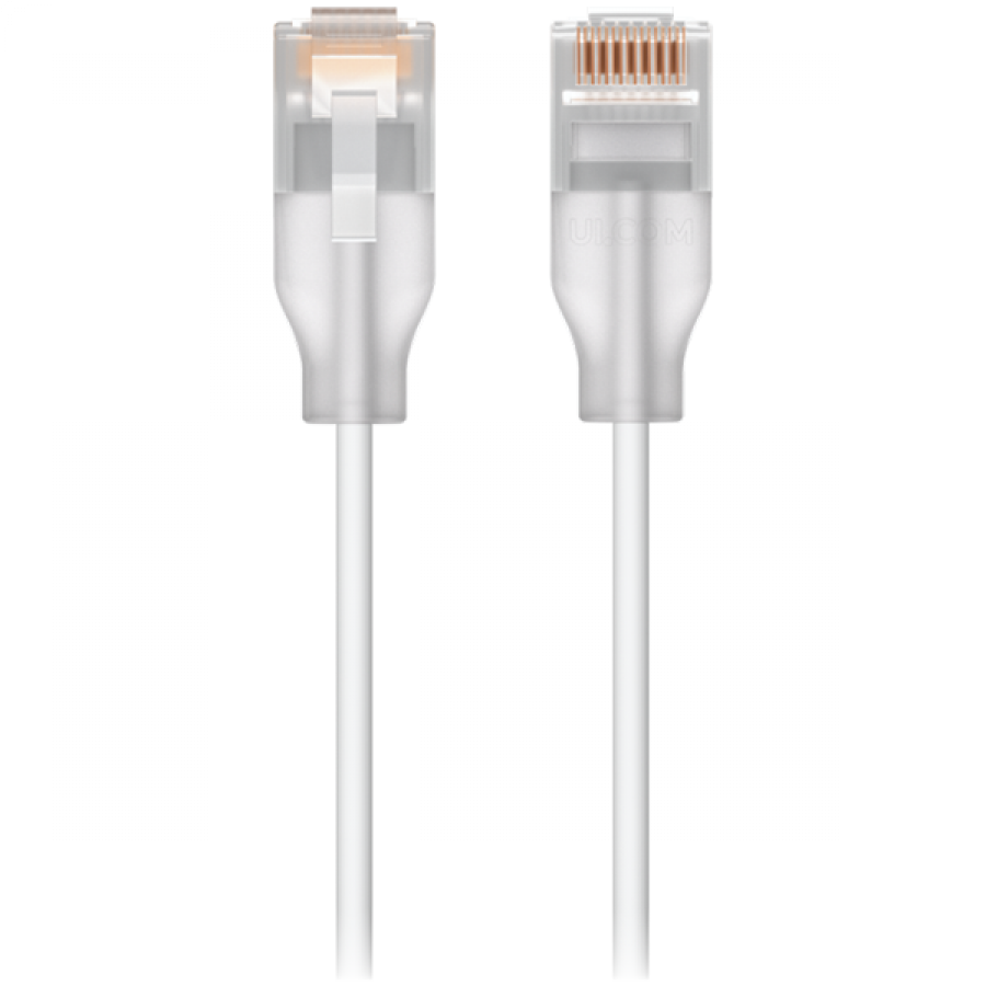 Ubiquiti UACC-Cable-Patch-EL-3M-W Nano-thin patch cable with 2.5 GbE support designed to show Etherlightin™ effects