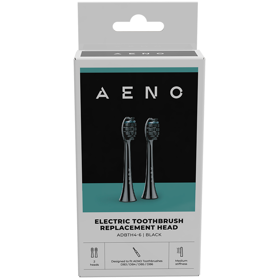 AENO Replacement Toothbrush Heads for DB3/DB4/DB5/DB6, Black, 2 pcs