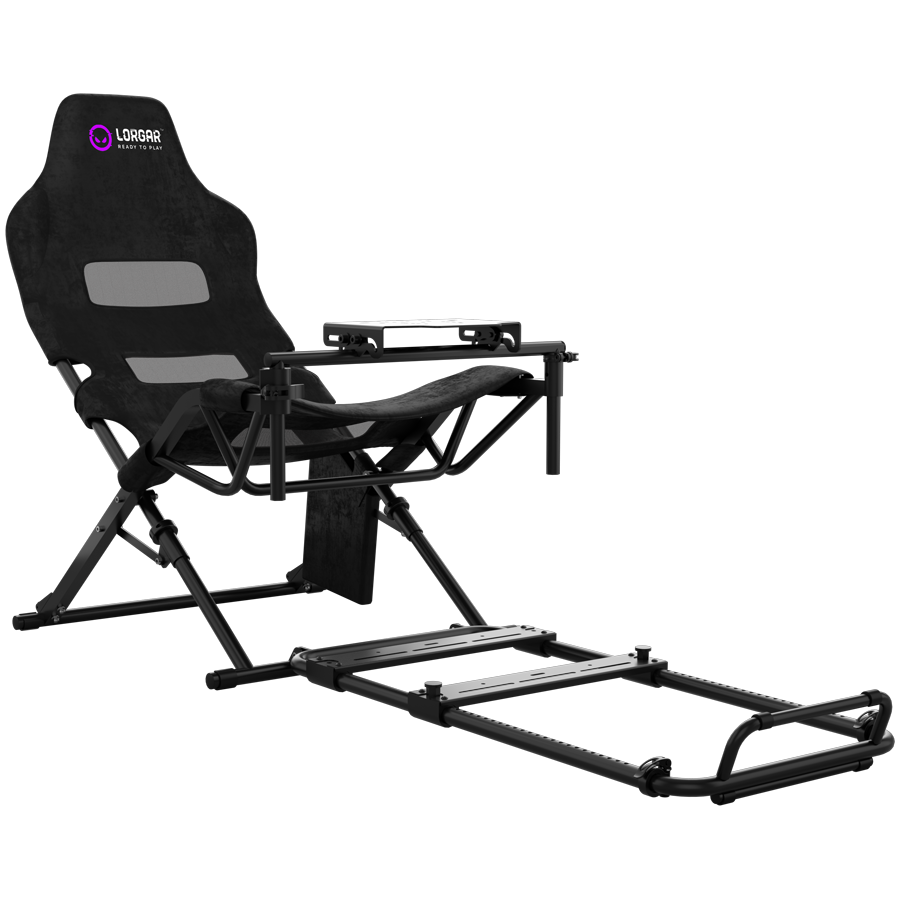 LORGAR FLEX RAF1, Sim Racing Cockpit Advanced, Foldable, 150x72x113 cm-playing, 38x72x126cm-folded, Black