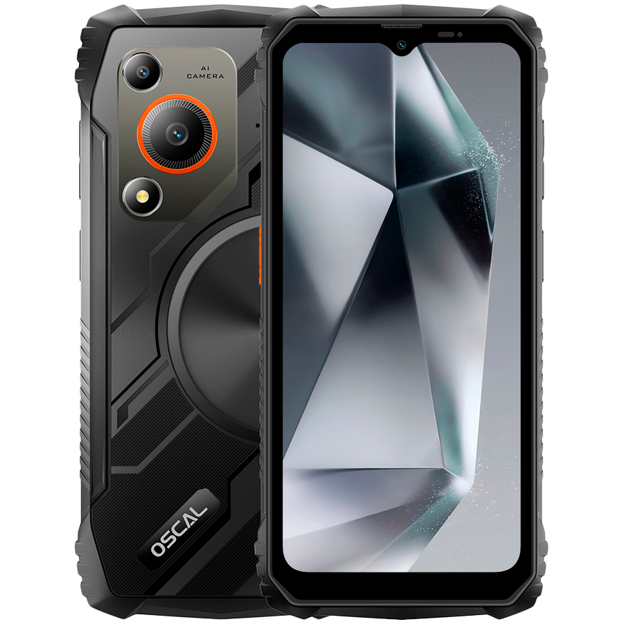 OSCAL Rugged smarthone Marine 1 LTE 6.56-inch HD 720x1612 90Hz Octa-core T615 up to 1.8 GHz RAM 4GB ROM 128GB Cam Rear 16MP Front 8MP 4G LTE WiFi BT Battery 5100mAh GPS+GLONASS+Beidou+Galileo & IP68/IP69K/MIL-STD-810H Android 15 Black