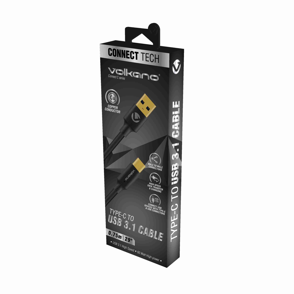 Volkano Connect C Type-C to USB 3.1 Cable M/M 0.75m