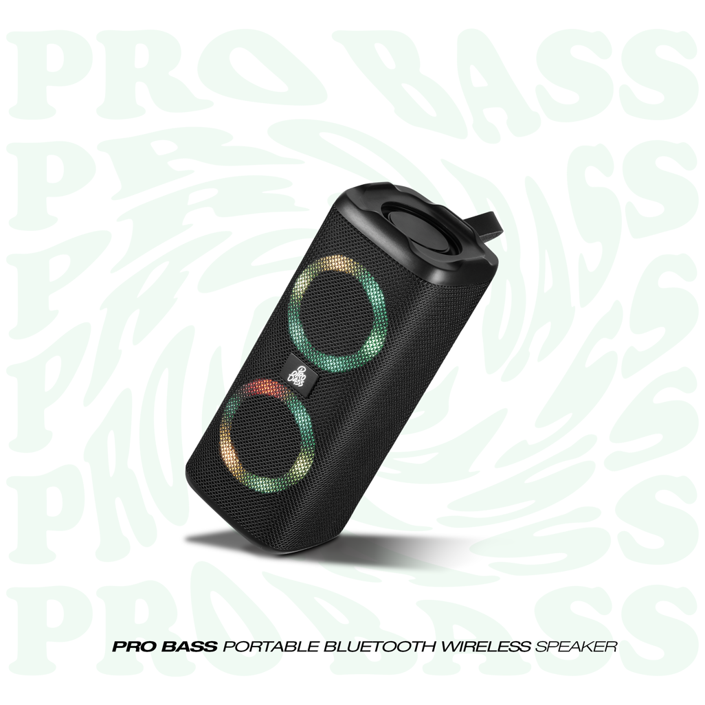 Pro Bass Pulse Box Portable Bluetooth Speaker - Black